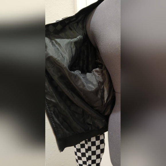 Black & White Checkered‎ Bomber Jacket - Picture 6 of 10